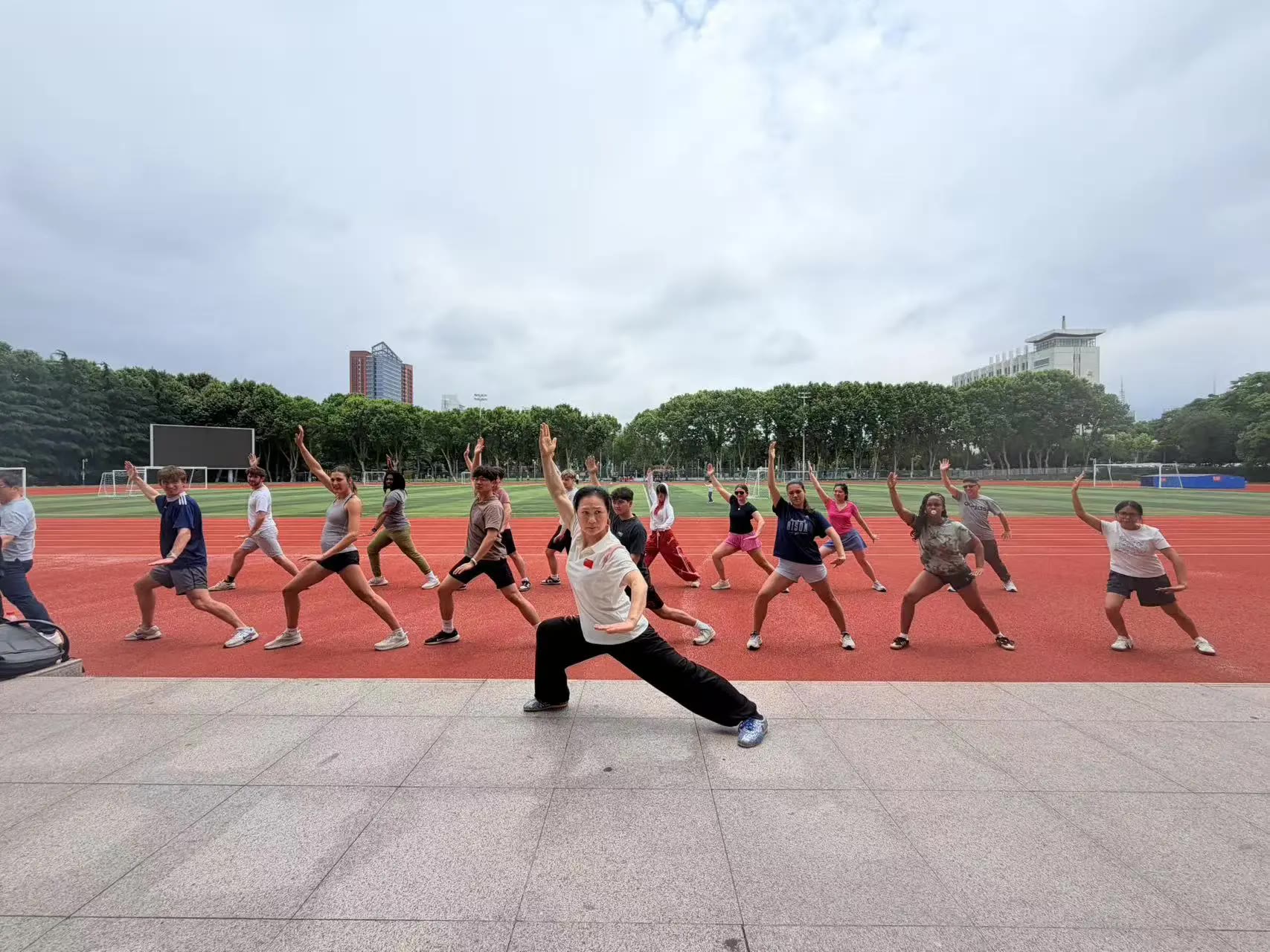 Students practicing kung fu at HFUT